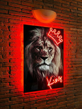 Neón LED "Lion King" - Arte Urbano con Corona Roja | Wall Art Premium