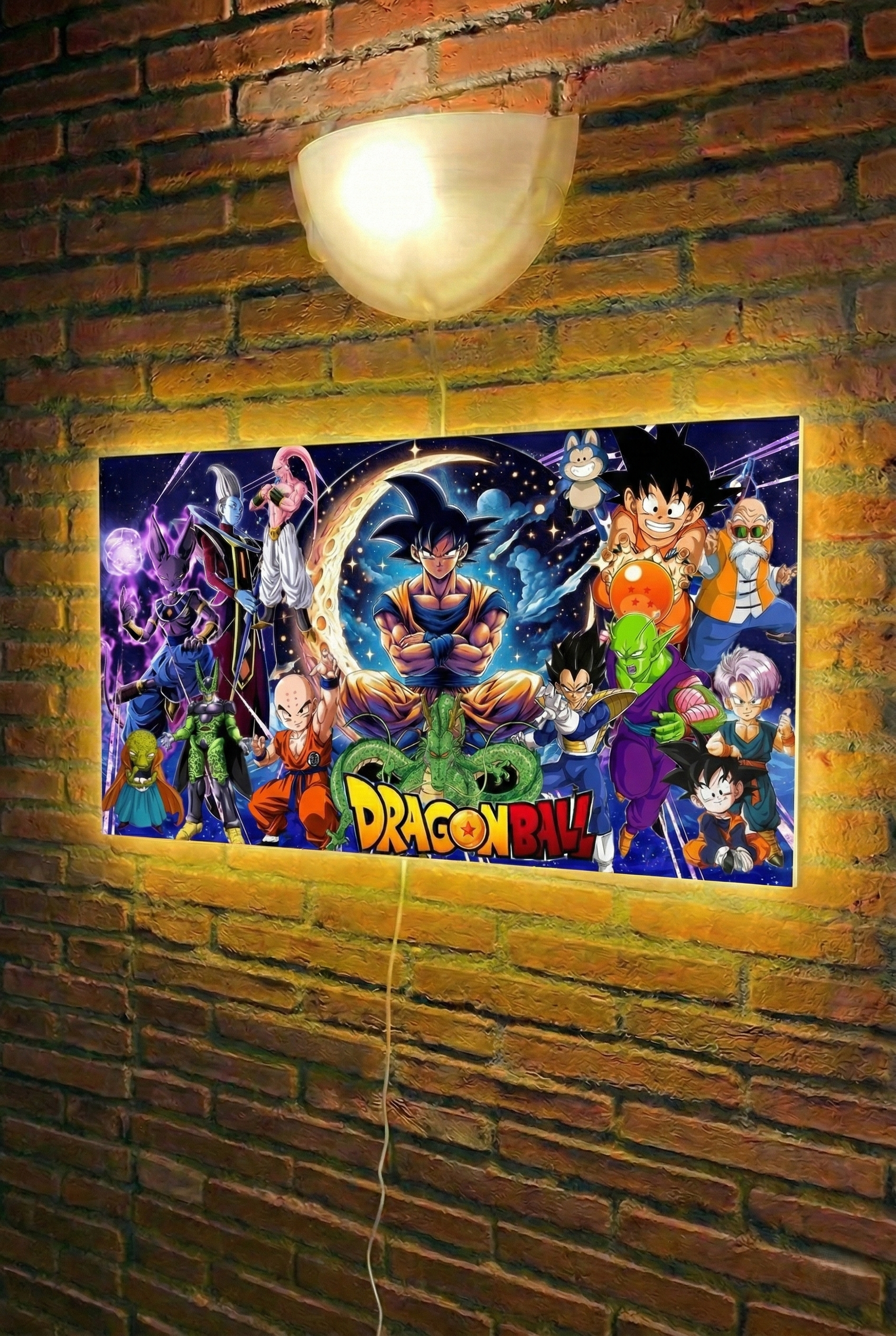 Cuadro neón de Dragon Ball Super iluminado, decoración Wall Art gamer con personajes de Dragon Ball Z ideal para setups de Sparking Zero.